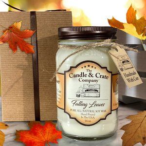 Falling Leaves, 16oz., Scented Mason Jar, Soy Wax Candle, Handmad…